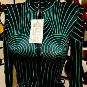 Green black stripes body shirt